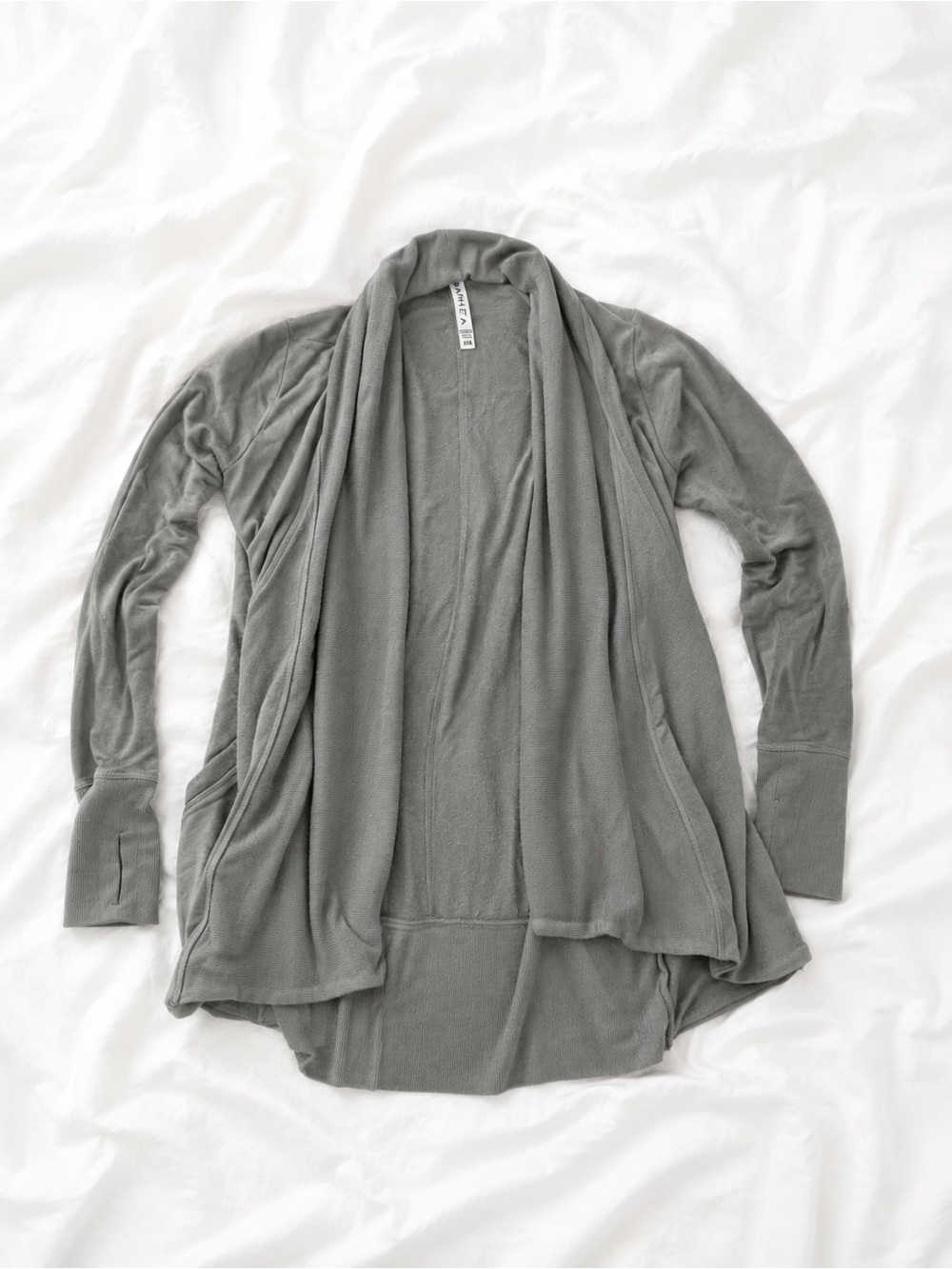 Athleta Lightweight Open-Front Gray Draped Cardigan